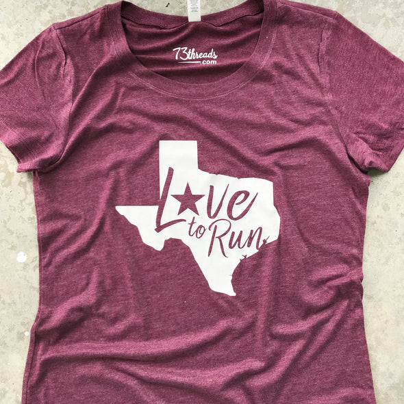 Love to Run - Texas - White Ink