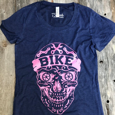 Bike Skull - Pink ink