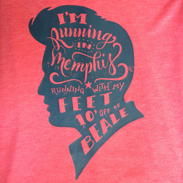 Running in Memphis - Charcoal Ink - Elvis head